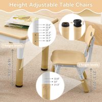 Ensemble table et chaises réglables en hauteur pour enfants de 3 à 8 ans, table d'arts et d'artisanat facile à essuyer, pour salles de classe/garderies