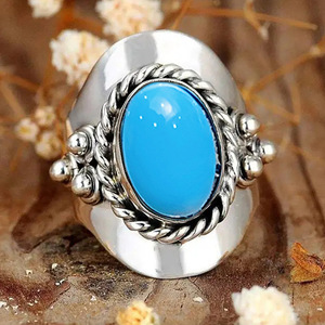 Anello Vintage Boho Ovale Color Turchese per Donne, Accessorio Moda per Uso Quotidiano e Feste - Product Image 1