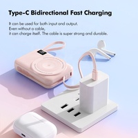 Nouvelle batterie externe portable à charge rapide magnétique sans fil avec écran LED, étanche en ABS, 15W, 10000mAh, Type-C, Li-Polymère, câbles intégrés