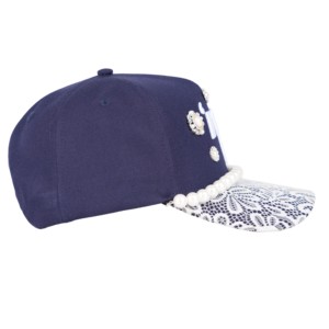 TCAP China 5 Panel Wool Blend Lace <b>Hat</b> Exquisite Pearl Chain Baseball <b>Hat</b> - Product Image 5