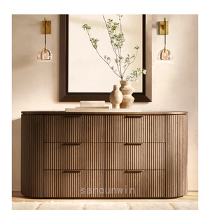 <span class=keywords><strong>Commode</strong></span> à 6 tiroirs en bois massif de style américain moderne, finition chêne naturel vieilli, ensemble de meubles de chambre à coucher, coiffeuses - Product Image 6