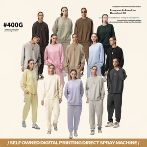 优质厚重毛圈涤棉混纺男女通用宽松圆领套头卫衣 纯色高街时尚定制品牌 - Product Image 2