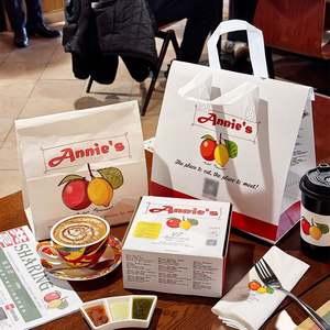 Custom Logo Biodegradable Eco-Friendly Square Bottom Kraft <b>Paper</b> Bag for Fast Food Restaurants Without Handles - Product Image 3