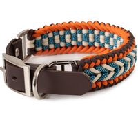 Collier pour chien en paracorde en cuir durable pour l'extérieur, collier pour animal de compagnie tissé réglable, collier pour chien avec quincaillerie antirouille pour la randonnée et la marche