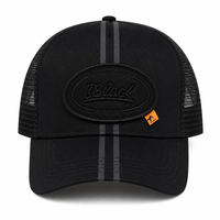 Casquette de baseball noire en maille brodée pour l'été, style professionnel, 6 panneaux, réglable, style polyvalent, casquette de camionneur à séchage rapide