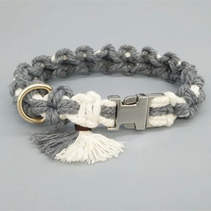 Collier En Macrame Chien Katun Lembut Serviks Hundehalsband Pemimpin Kerah dan Tali Anjing Set Kerah Anjing Macrame Personalisasi - Product Image 5