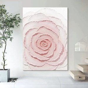 <b>Pink</b> Roses Hand Painted Oil Painting Large Size 3D Texture Abstract Art For Living Room Decoration - Product Image 2