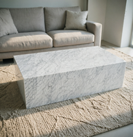 Table basse en marbre blanc de Carrare, meuble en pierre naturelle, table d'appoint pour canapé, décoration moderne pour la maison, sur mesure, Newstar