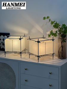 Lámpara de Mesa Retro Moderna Hecha a Mano, Fuente de Luz LED Minimalista E27, Aluminio y Papel, Cuadrada, Decorativa para Sala de Estar HM-GM-GZ035T E27 B - Product Image 3