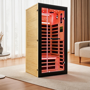 Cabine de sauna infrarouge rectangulaire en <span class=keywords><strong>bois</strong></span> massif Ayous avec panneau intelligent et barre d'oxygène, combinée à une cabine de bain froid - Product Image 4