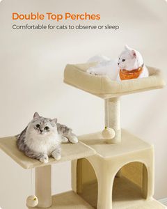 Arbre à chat en bois StarMonn, tour pour chat, condo multi-niveaux en peluche avec 4 poteaux à gratter - Product Image 3