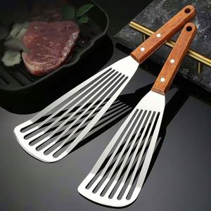Espátula para carne de acero inoxidable multifunción, utensilio de cocina para repostería y tortitas, con orificio para drenar el aceite - Product Image 6