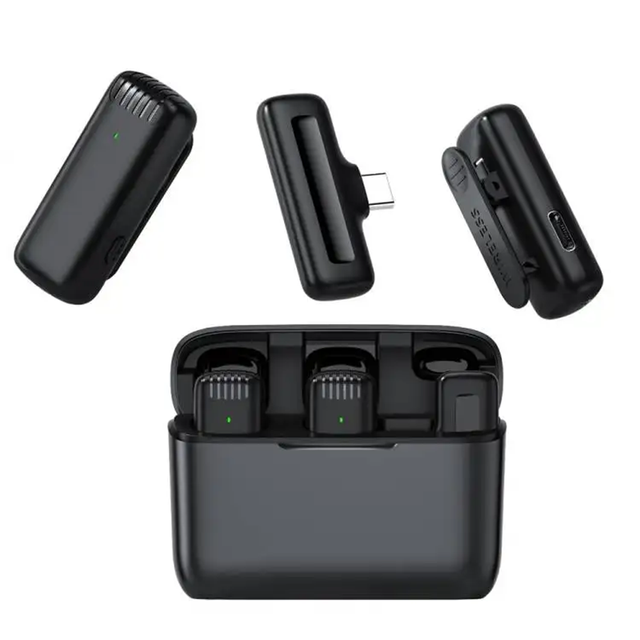 Factory Wholesale 2.4ghz Portable Wireless Stereo Lavalier Microphone Live Interview Outdoor Mini Noise Cancelling Lapel Mic