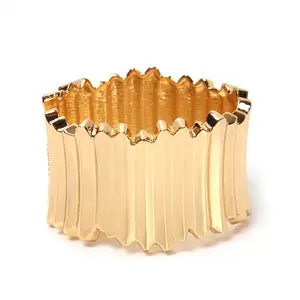SZ60004 Creative Alloy Wide Adjustable Metal Gold Color Weave Irregular Bracelet