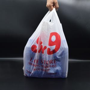 カスタムロゴ印刷入り<span class=keywords><strong>HDPE</strong></span> LDPEハンドバッグ、スーパーマーケットTシャツ型ショッピングバッグ、堆肥化可能な食料品袋、単層プラスチックバッグ - Product Image 4