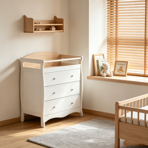 Mesa Cambiador de Bebés Blanca con Cajón y Almacenamiento, de Madera, Precio Mayorista - Product Image 1