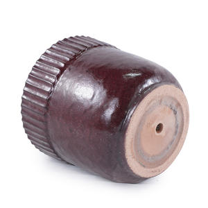 Ensemble de pots à fleurs en céramique bordeaux foncé brillant de style américain, bord côtelé, écologique, durable, pour l'intérieur, l'extérieur, le jardin, la terrasse - Product Image 6