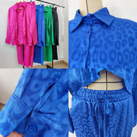 Ensemble 2 pièces pour femmes tendance, chemise à manches longues à col rabattu, pantalon long à jambes droites, ensemble 2 pièces décontracté et élégant pour femmes