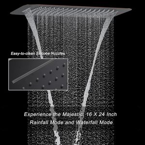 Système de douche KATAIS avec affichage de la température, finition bronze huilé, 5 poignées, montage au plafond 16x24 pouces (modes pluie et cascade), 6 jets latéraux - Product Image 3