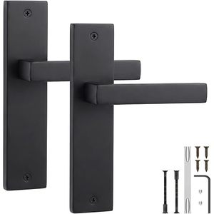 Matte black bathroom <b>door</b> <b>handle</b> set thumb turn privacy backplate lever for interior WC and <b>toilet</b> <b>doors</b> - Product Image 2
