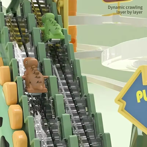 Juego de Pista de Carreras de Dinosaurios para Niños con Escaleras, Luces y Música, Juguete de Montaña Rusa, Tobogán y Pista de Autos - Product Image 4