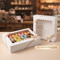 Boîte d'emballage exclusive transfrontalière carrée/rectangulaire pour desserts, cupcakes, rouleaux, bonbons/tonnets, conteneur à emporter, boîte cadeau sans pliage