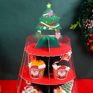Christmas Cupcake Packaging <b>Box</b> Multi Layer Cake Portable Packaging Bento Dessert Stand - Product Image 3