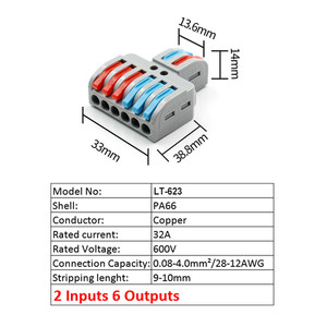 Connecteur de bornier universel compact 2 entrées 4/6 sorties LT-422 LT-623 SPL-42 SPL-62, stock original pour LED - Product Image 4