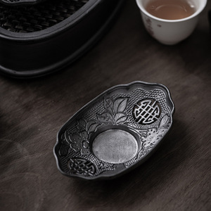 Posavasos de estaño puro hecho a mano, taza de té de metal antiguo martillado, forma irregular, accesorio para la ceremonia del té japonés - Product Image 3