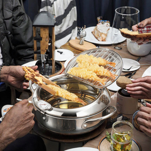2025 Mới Hiện Đại Thép Không Gỉ Tempura Nồi Chiên Nồi Xử Lý Nhiệt Kế Dầu Nhỏ Giọt Giá Nắp Vật Liệu Kim Loại Nhà Bếp Dầu Chảo - Product Image 3