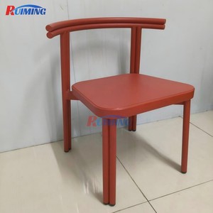Muebles de comedor de jardín <span class=keywords><strong>Silla</strong></span> de aluminio para exteriores Respaldo de <span class=keywords><strong>media</strong></span> <span class=keywords><strong>luna</strong></span> para todo clima Sillas apilables para cafetería Restaurante Patio - Product Image 2