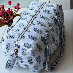 Cotton Quilted Duffle Shoulder <b>Bag</b> Floral Print Eco-Friendly Leather Canvas Lining Fashionable <b>Overnight</b> Shopping Duffle <b>Bag</b> - Product Image 1