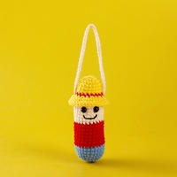 Étui à rouge à lèvres tricoté à la main, fini au crochet, en coton chaud, idéal pour la décoration intérieure, technique DIY avec motif floral - Vente chaude