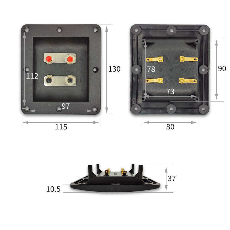 4ウェイ130x 115mmABS銅スピコンコネクタオーディオワイヤーカップ