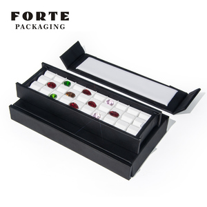 Plateau de présentation de bijoux FORTE en cuir PU exquis, grande capacité, taille personnalisée, avec diamants et pierres précieuses - Product Image 1