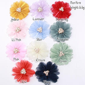 Broches de Flores Cosidos a Mano de Plástico Brillante de 9 cm con Borde Quemado y Pedrería, Borde Enrollado, para Decoración de Zapatos Deportivos, Sombreros y Ropa - Product Image 2