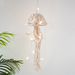 Boho meduse accessori all'uncinetto Macrame arazzo appeso acchiappasogni con luce Home Living RoomDecor - Product Image 1