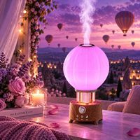 Diffuseur d'arômes 7 couleurs et haut-parleur Bluetooth avec bruit blanc apaisant, veilleuse montgolfière effet bois pour la relaxation en chambre