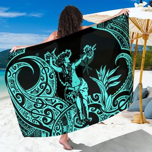 Paréo tribal hawaïen Sarong de plage Plumeria Tortues Motif polynésien Maillot de bain Bikini Cache-maillot de plage Wrap Sarong Vente en gros - Product Image 3
