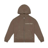 Sweat à capuche zippé surdimensionné personnalisé pour homme, en coton molletonné de haute qualité, effet délavé vintage, impression en gros personnalisable