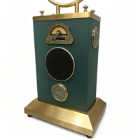 Horloge de sol vintage de luxe en métal Armens avec haut-parleur, radio FM, mouvement à quartz, multifonction, horloge à pendule, décoration d'intérieur