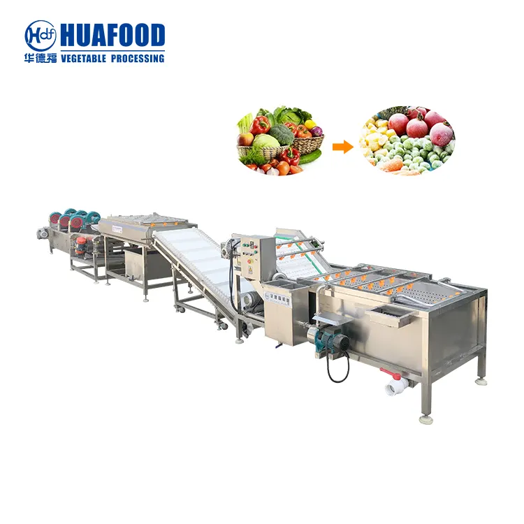 Línea automática de producción de frutas y verduras congeladas Línea de secado de lavado de frutas/Línea de procesamiento de lavado de verduras congeladas