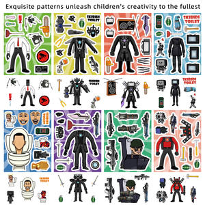 8 autocollants de toilette à faire soi-même pour créer un visage, éducatifs pour la maternité et l'éveil, puzzle en plastique, décoration de fête d'anniversaire - Product Image 1