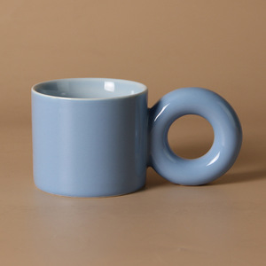 Caneca de Cerâmica DingyueCreative com Alça em Formato de Anel, Disponível em Várias Cores, Caneca de Café Estilosa, Caneca de Leite Fofa para Casa - Product Image 4