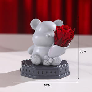 Rosa seca preservada en vidrio Luces LED Oso 100% Rosa eterna natural Ecológico Hecho a mano Día de San Valentín Regalo de Año Nuevo - Product Image 6