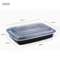 Contenedor Rectangular Desechable de Plástico para Alimentos de 58 oz con Tapa, Apto para Microondas, para Restaurante