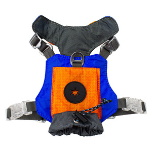 Harnais pour chien bleu et orange, motif dessin animé, rembourré, en nylon, avec boucle réglable, laisse pour animal de compagnie - Product Image 1