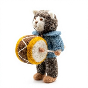 Knitted Sheep Drummer Ornament Set Handmade Eco-Friendly 100% Wool Christmas Decoration <b>Animal</b> Shape Wall Hanging Custom Size - Product Image 3