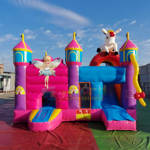 Château gonflable commercial extérieur pour enfants avec toboggan et structure de jeu, thème conte de fées - Product Image 2