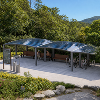 Abri de jardin en aluminium le plus vendu, avec toit solaire pour zone de repos |   Abri pour vélos, espace de repos pour parc, sentier, jardin, espace public